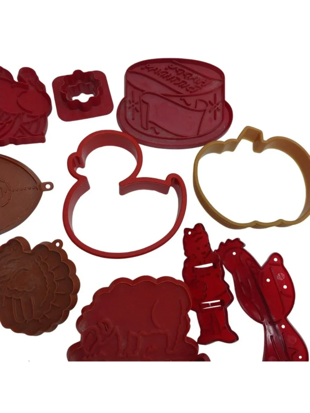 Vintage Plastic Cookie Cutters 22 Assorted Shapes Football Animals Leaves Hallow